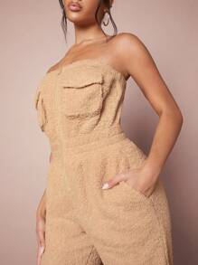 SHEIN Unity Jumpsuit met klepzak, teddybuis, ritssluiting en schuine zakken