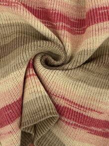 Sweetra Sọc Off Shoulder Tay áo dài Áo len - trái cam - Xem 3