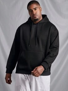 Manfinity LEGND 男款大尺碼連帽龍印花運動衫 - 黑色 - 查看 4