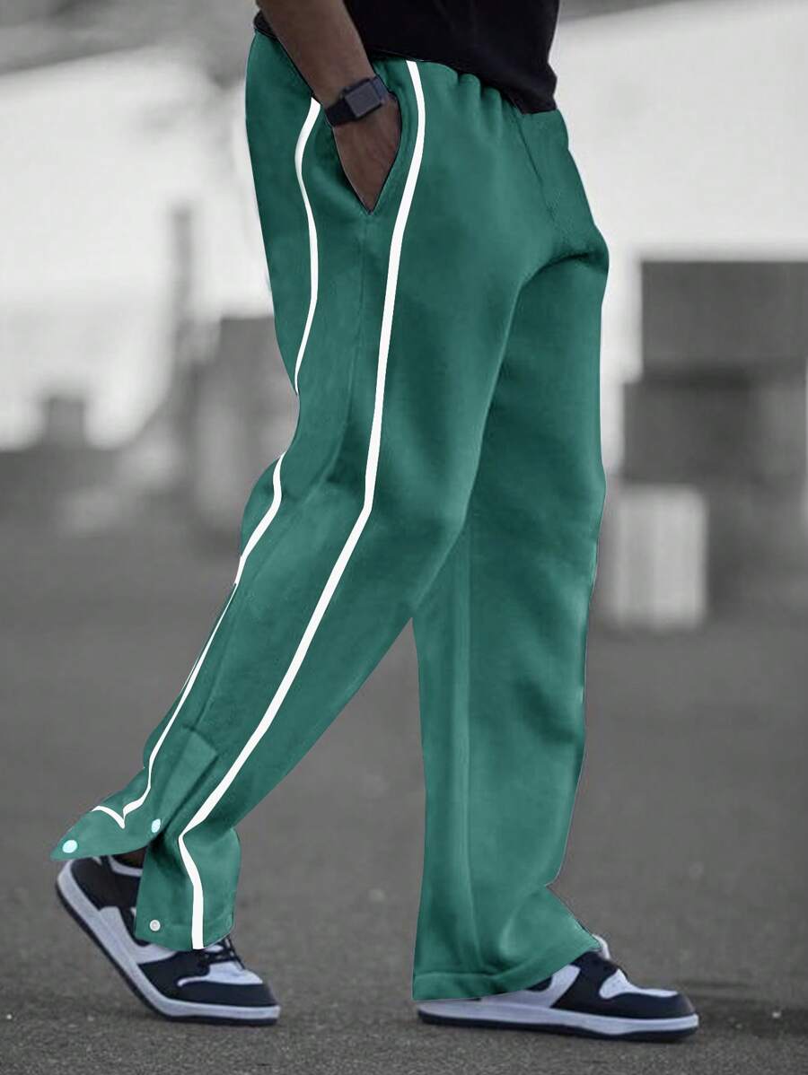 Manfinity EMRG Quần bó sát eo có dây rút tương phản cho nam - màu xanh lá - Xem 1