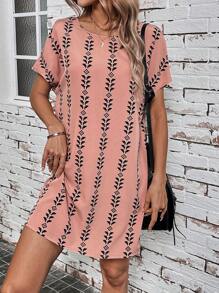 SHEIN LUNE Quý cô Tất cả In tay cánh Đầm - trái cam - Xem 3