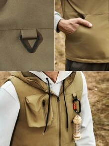 In My Nature 男士拉鏈開襟連帽外套馬甲 - 杏色 - 查看 5