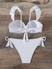 SHEIN Swim Summer Beach Ladies' Separated Swimwear Set With Frill Detail