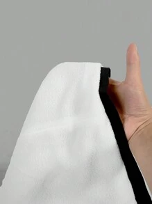 SHEIN EZwear Màu thuần Dây rút áo có mũ Áo khoác - màu đen - Xem 5