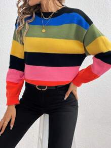 SHEIN Essnce Của phụ nữ Sọc Nhiều màu Áo len - Nhiều màu - Xem 6
