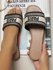 SHUZIA Women's Simple Plus Size One Piece Flat Sandals Summer Shoes Spring Shoes Spring Break Easter Mother's Day Present - Brown - View 5