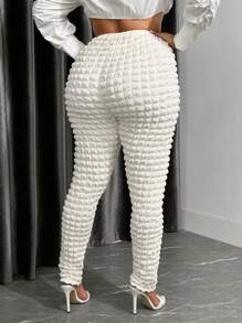 SHEIN SXY 女性大尺碼紋理長褲 - 杏色 - 查看 2