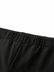 Calvaya 大尺碼女款抓絨彈性腰打底褲 - 黑色 - 查看 3