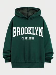 SHEIN Tween男孩休閒帽衫,有字母印花設計,兩種顏色可選,單件或成對販售 - 彩色 - 查看 3