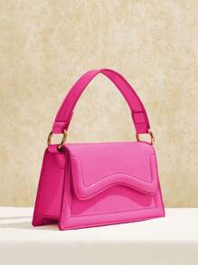 SHEIN SXY Women's Fashion Solid Color Simple Daily Decor Handbag Shoulder Bag - Hot Pink - View 8