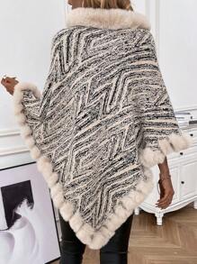 SHEIN LUNE 女士拼接毛衣 - 杏色 - 查看 2