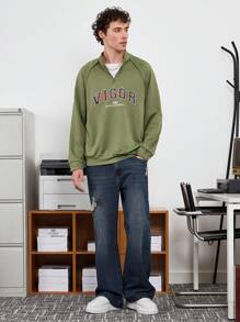 Manfinity Unisex Letter Graphic Raglan Sleeve Sweatshirt