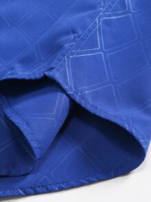 Manfinity Mode 男士长袖衬衫，男士正装衬衫，修身正装衬衫，秋季款 - 寶藍色 - 查看 4