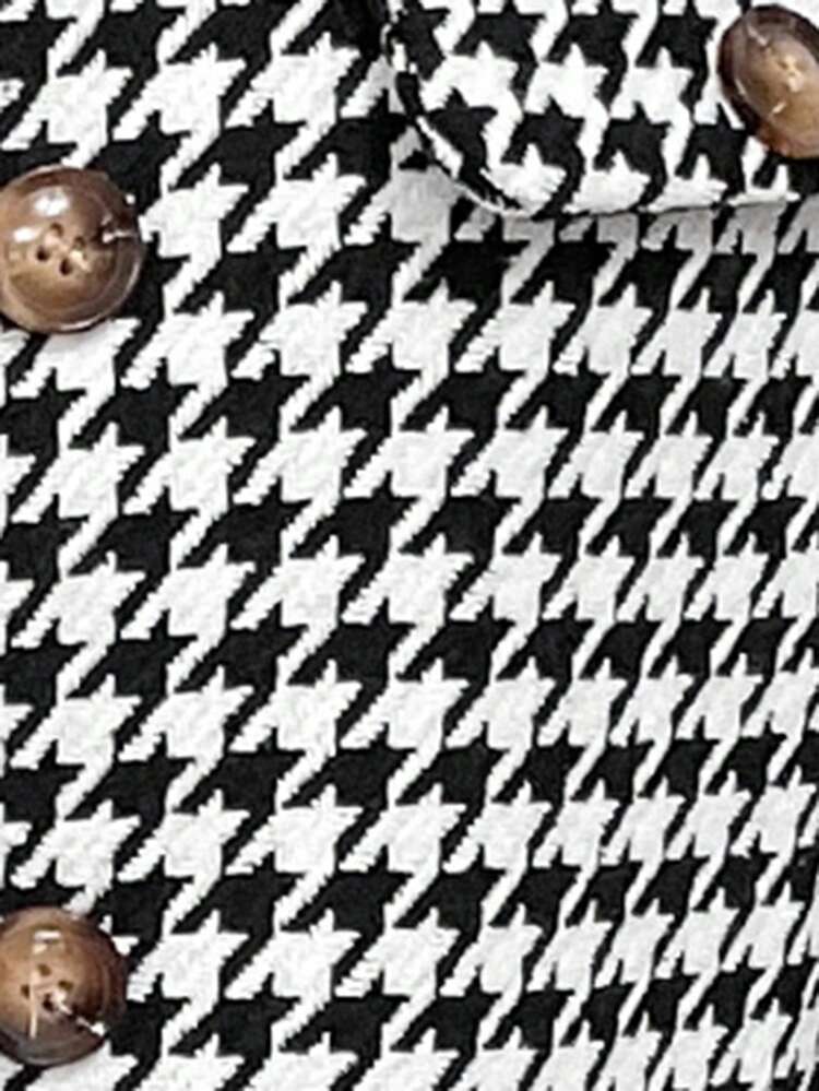 Women'S Sleeveless Houndstooth Print Coat