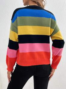 SHEIN Essnce Của phụ nữ Sọc Nhiều màu Áo len - Nhiều màu - Xem 2