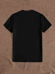 SHEIN LUNE 女性標語印花短袖 T 恤 - 黑色 - 查看 2