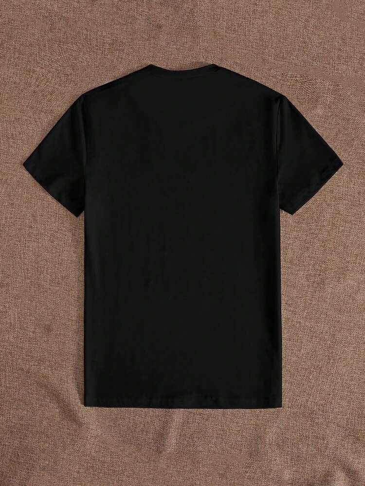 SHEIN LUNE 女性標語印花短袖 T 恤 - 黑色 - 查看 2