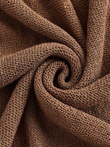 ROMWE PUNK Plus Asymmetrical Neck Ripped Sweater Dress Without Lingerie Set - Coffee Brown - View 4