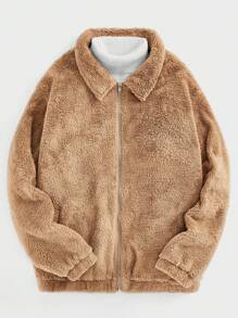 Manfinity VCAY 1 chiếc áo khoác mùa đông dài tay có khóa kéo cỡ lớn cho nam - Màu Khaki - Xem 5