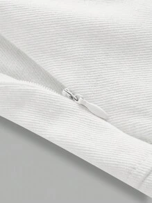 ROMWE PUNK Của phụ nữ Viền tua Váy Denim Với Viền xếp - Màu be - Xem 4