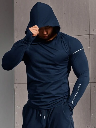 Manfinity Sport Corelite Sudaderas deportivas ajustadas tipo novio para hombres, camisetas de compresión transpirables para entrenamiento en otoño