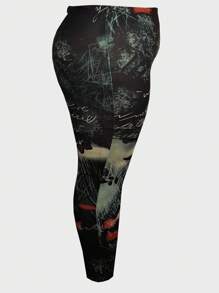 Flirla 大尺碼全長印花緊身褲 - 彩色 - 查看 3