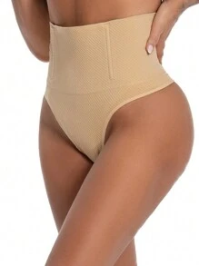 SuitURBody 女士高腰收腹内裤无缝半透明三角裤 - 杏色 - 查看 6