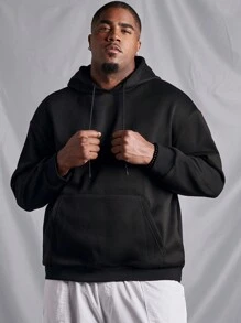 Manfinity LEGND 男款大尺碼連帽龍印花運動衫 - 黑色 - 查看 5