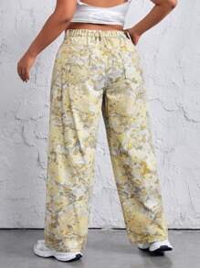 SHEIN EZwear Kích thước lớn Ngụy trang Cao eo Quần legging thẳng - Nhiều màu - Xem 2