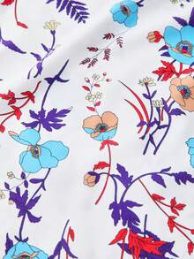 SHEIN LUNE Top De Talla Grande Con Escote De Pico, Estampado Floral Y Adornos De Volantes - Púrpura malva - Ver 6