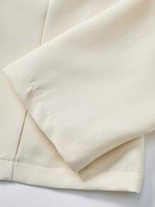 SHEIN Unity 女用撞色領繫帶腰部紐帶襯衫 - 杏色 - 查看 3