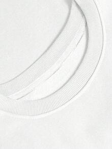 SHEIN EZwear Women's Letter Print Fleece Sweatshirt - White - View 7