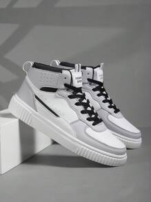 大码男士休闲高帮运动鞋、滑板鞋 - 灰色 - 查看 5