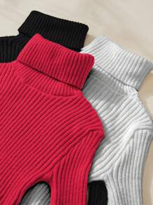 SHEIN Unity Women'S Turtleneck Ribbed Sweater Pullover - Multicolor - View 3