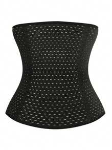 Women's Black High Stretch Fabric Waist Trainer With Button Front Design For Casual Comfy Sporty Wear - Black - View 3