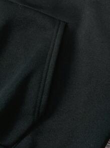 Casual Letter Print Thermal Lined Hoodie, Drawstring Hooded Pocket Fashionable Loose Fit Sweatshirt For Autumn/Winter - Black - View 4