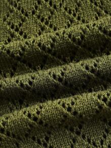 ROMWE PUNK 1 Miếng Nút phía trước Dệt kim chấm bi Áo len vest - xanh quân đội - Xem 4