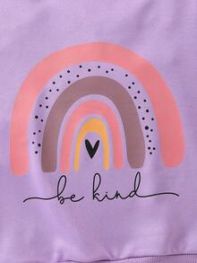 SHEIN Tween 女童字母印花圆领运动衫 - 紫色 - 查看 3