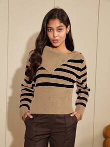 Jersey de cuello de barco a rayas para dama - Multicolor - Ver 6