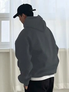 DAZY Nam Lá thư In Hoodie Áo nỉ - Màu xám đen - Xem 2