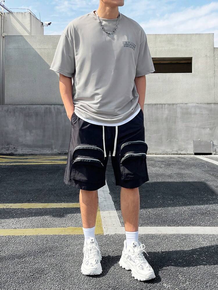 Manfinity Hypemode 男款圓領文字印花短袖 T 卹 - 灰色 - 查看 5