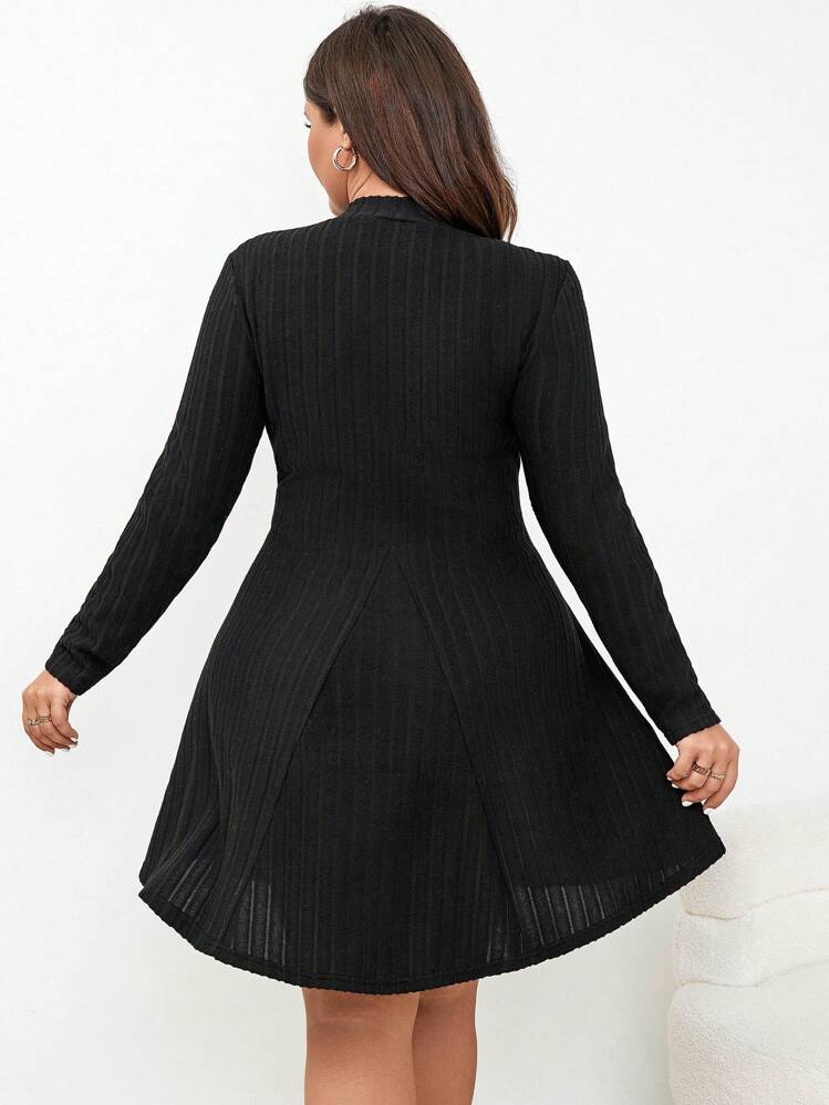 SHEIN Frenchy Plus Size Solid Color Long Sleeve Dress,Graduation Dress |  SHEIN USA