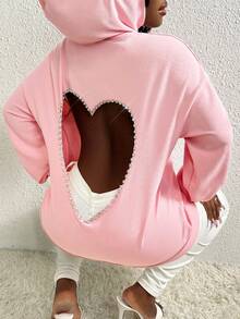 Slaydiva 鑽石心形圖案帽衫 - 粉色 - 查看 2