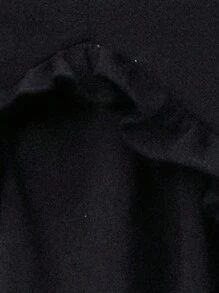 SHEIN Frenchy Women's V-Neck Lace Splice Ruffle Trim Decorated Bodycon Dress Winter Elegant Black Evening Dress - Black - View 5