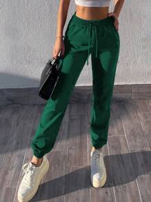 RueChic Women'S Drawstring Waist Sweatpants - Green - View 3
