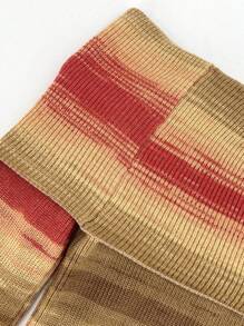 Sweetra Sọc Off Shoulder Tay áo dài Áo len - trái cam - Xem 5