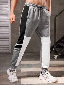 Manfinity Sport Corelite 男士彩色拼接束口運動長褲 - 彩色 - 查看 6