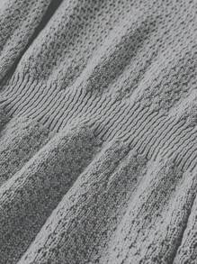 Celure 大尺碼休閒純色圓領連身裙 - 灰色 - 查看 5