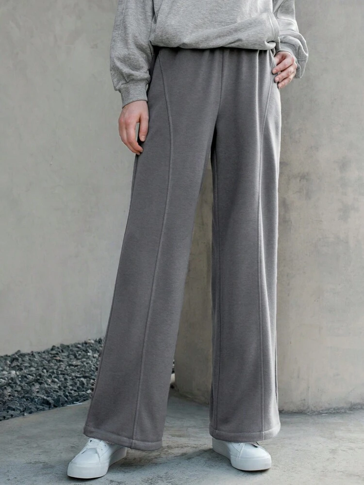 Dark Gray Wide-leg Sweatpants