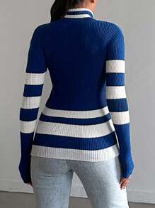 SHEIN Striped Pattern Turtleneck Sweater
